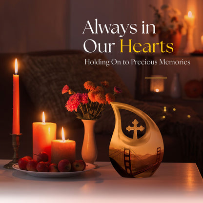 Golden Gate Bridge themed memorial urn