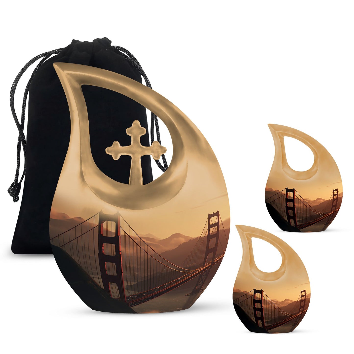 Golden Gate Bridge themed memorial urn