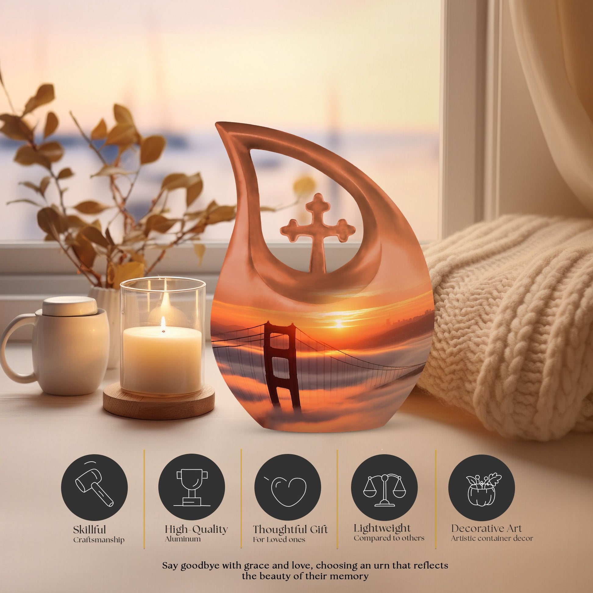 Cross Drop Golden Gate Bridge Cremation Urn
