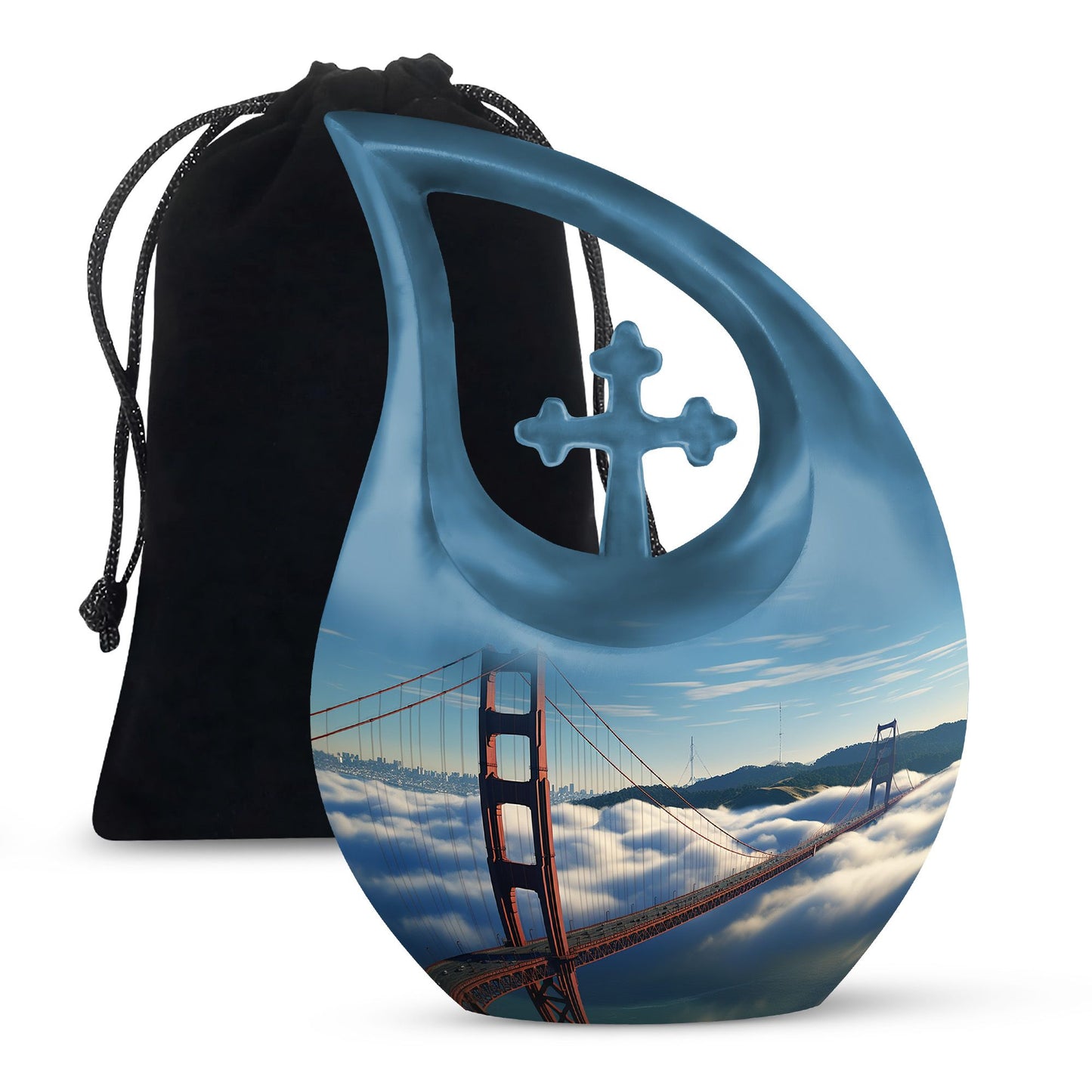 Golden Gate Bridge themed Cross Drop design Large Urn