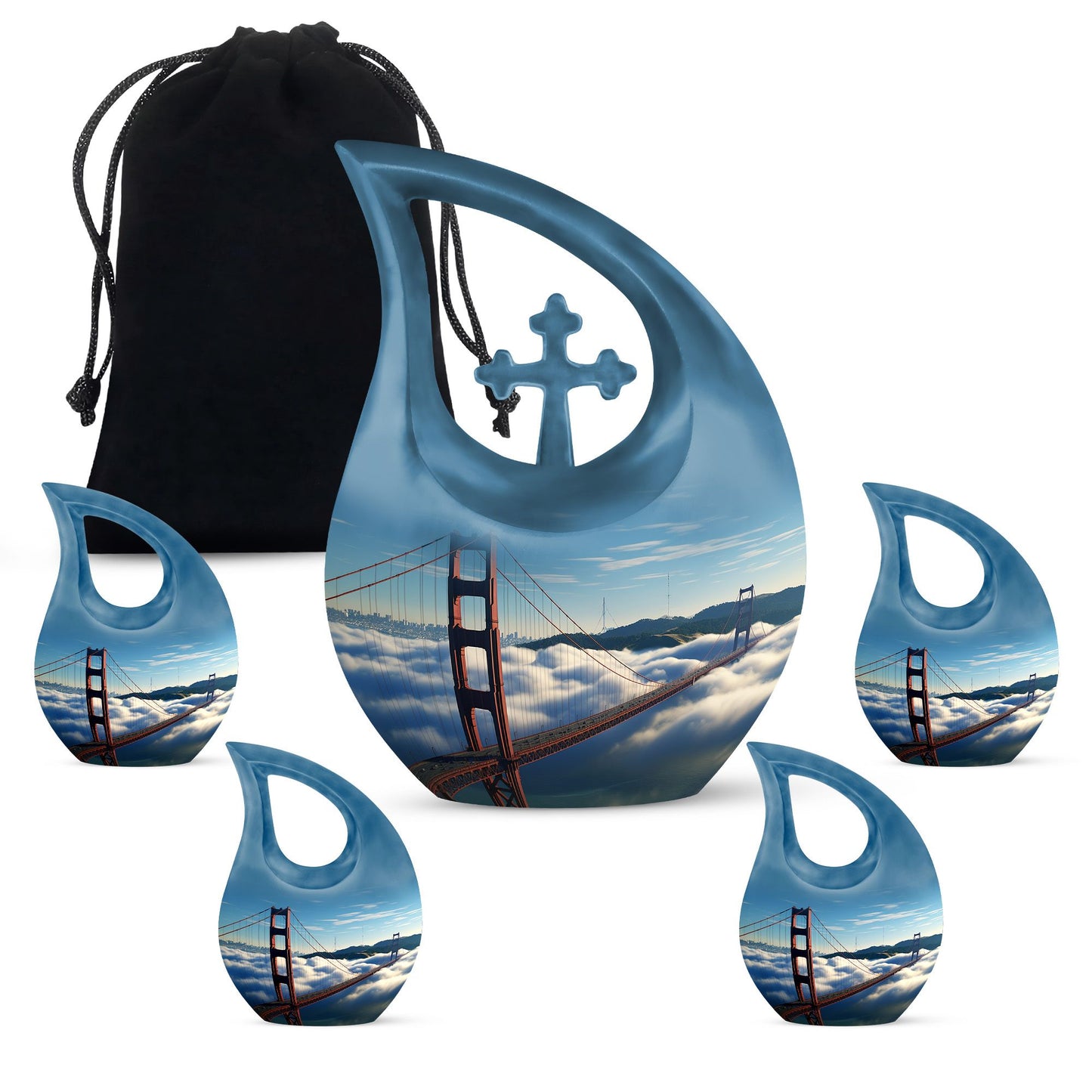 Golden Gate Bridge themed Cross Drop design Large Urn