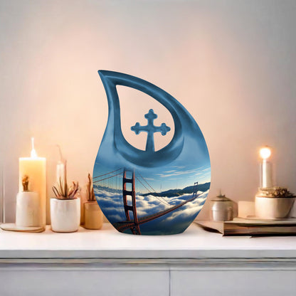 Golden Gate Bridge themed Cross Drop design Large Urn