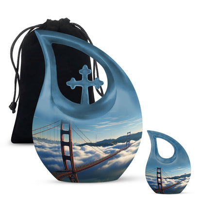 Golden Gate Bridge themed Cross Drop design Large Urn