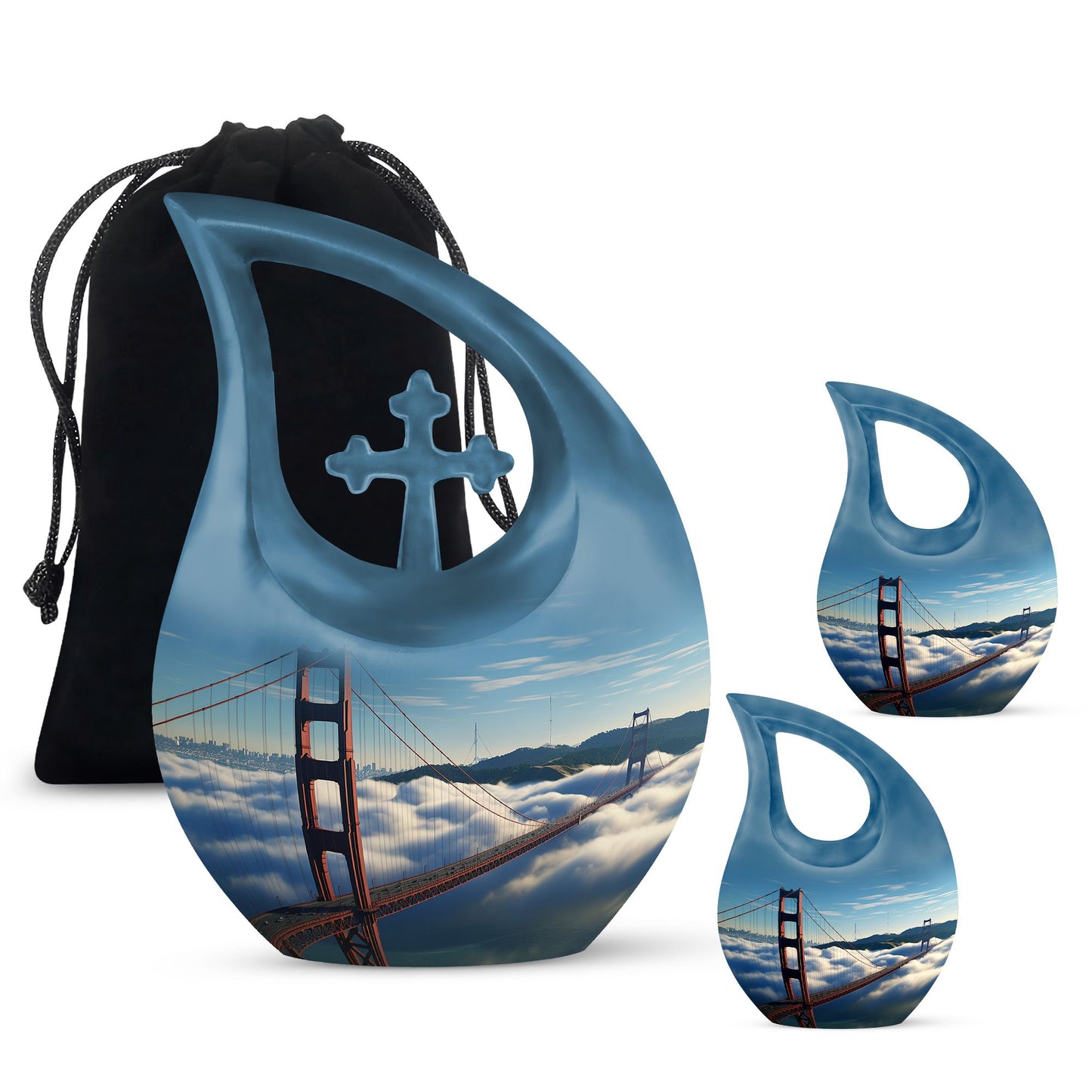 Golden Gate Bridge themed Cross Drop design Large Urn