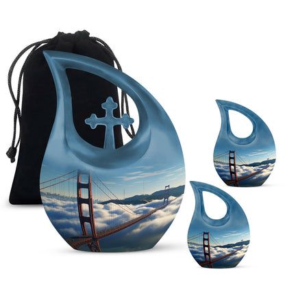 Golden Gate Bridge themed Cross Drop design Large Urn