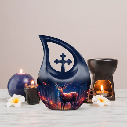 Deer-themed Marble Urn