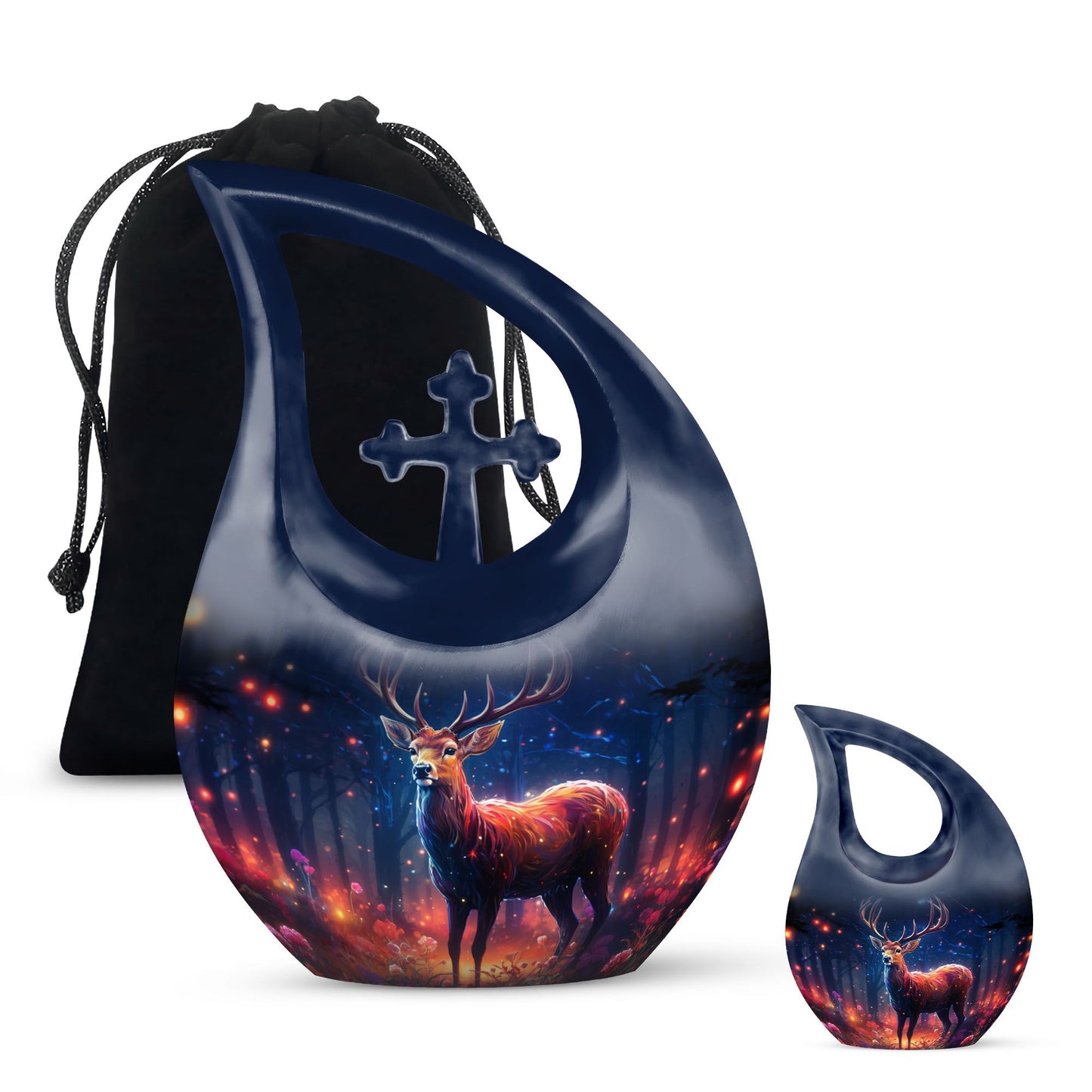 Deer-themed Marble Urn