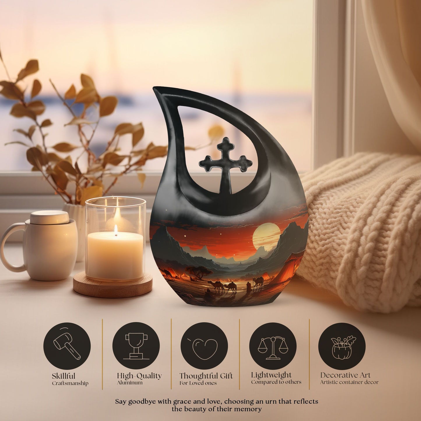 Camel themed urn for human ashes