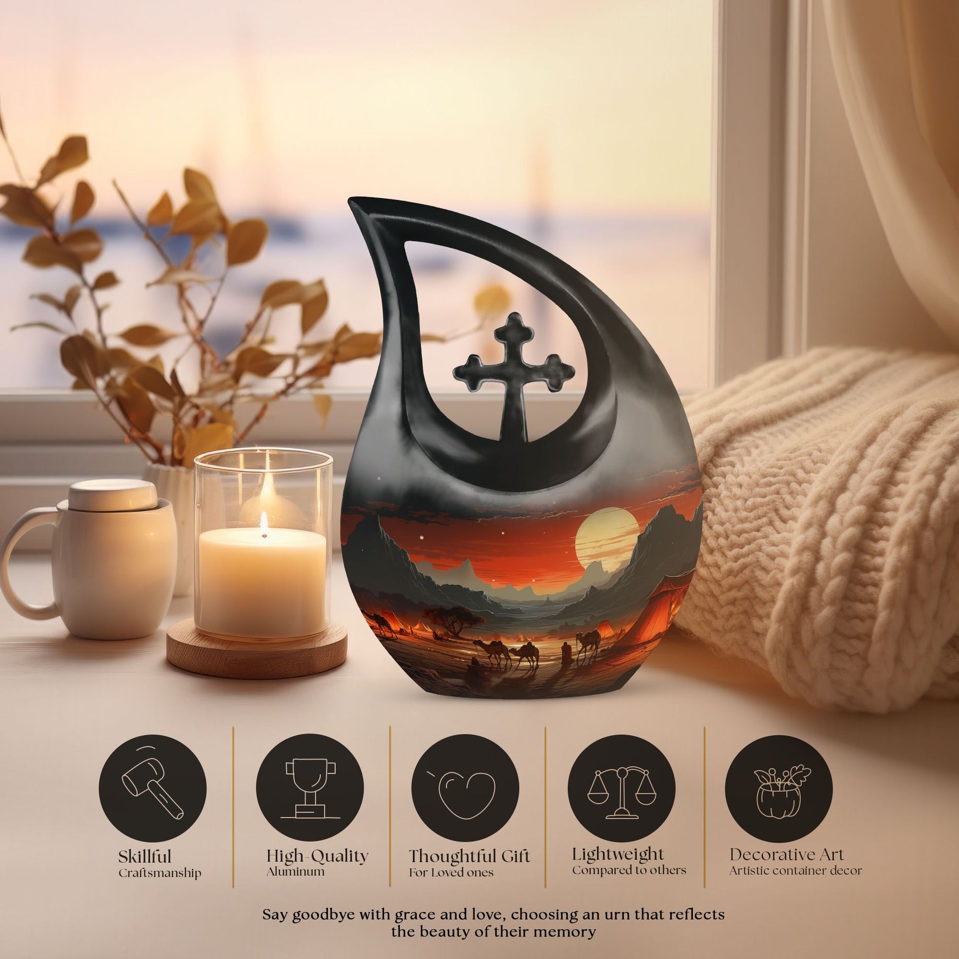 Camel themed urn for human ashes