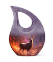 10-inch Deer themed large Aluminium urn with Cross Drop