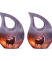 10-inch Deer themed large Aluminium urn with Cross Drop