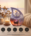 10-inch Deer themed large Aluminium urn with Cross Drop