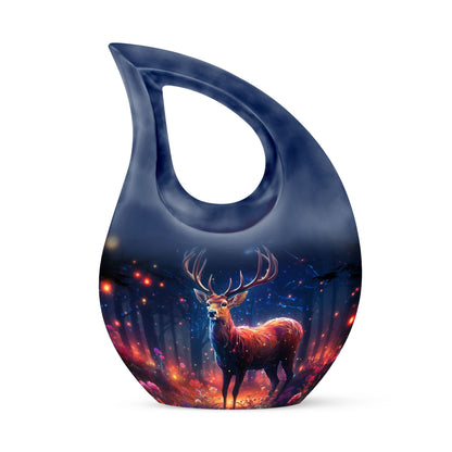 10-inch Deer Cremation Urn with Cross Drop Design,