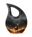 10-inch Deer Urn with Cross Drop design,