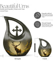 Medium Deer Urn with Cross Drop design,