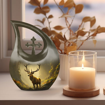 Medium Deer Urn with Cross Drop design,