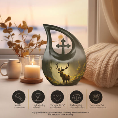 Medium Deer Urn with Cross Drop design,