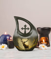 Medium Deer Urn with Cross Drop design,