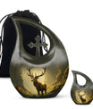 Medium Deer Urn with Cross Drop design,