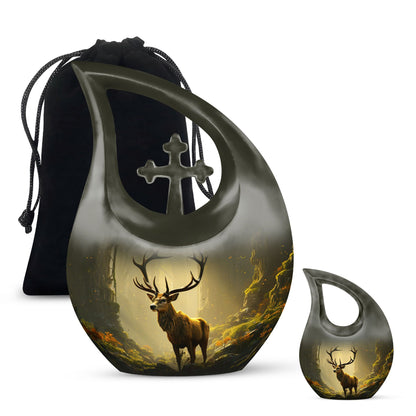 Medium Deer Urn with Cross Drop design,