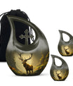 Medium Deer Urn with Cross Drop design,