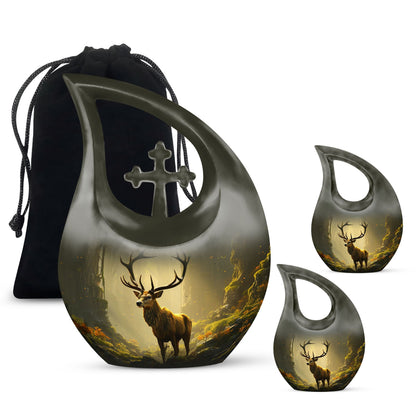 Medium Deer Urn with Cross Drop design,