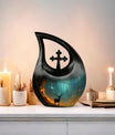10-inch Deer-themed Cross Drop design Remembrance Urn 
