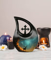 10-inch Deer-themed Cross Drop design Remembrance Urn 