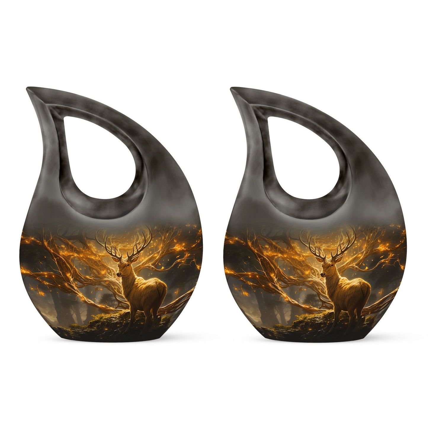 10 Inch Deer themed Aluminium Cross Drop Urn, 