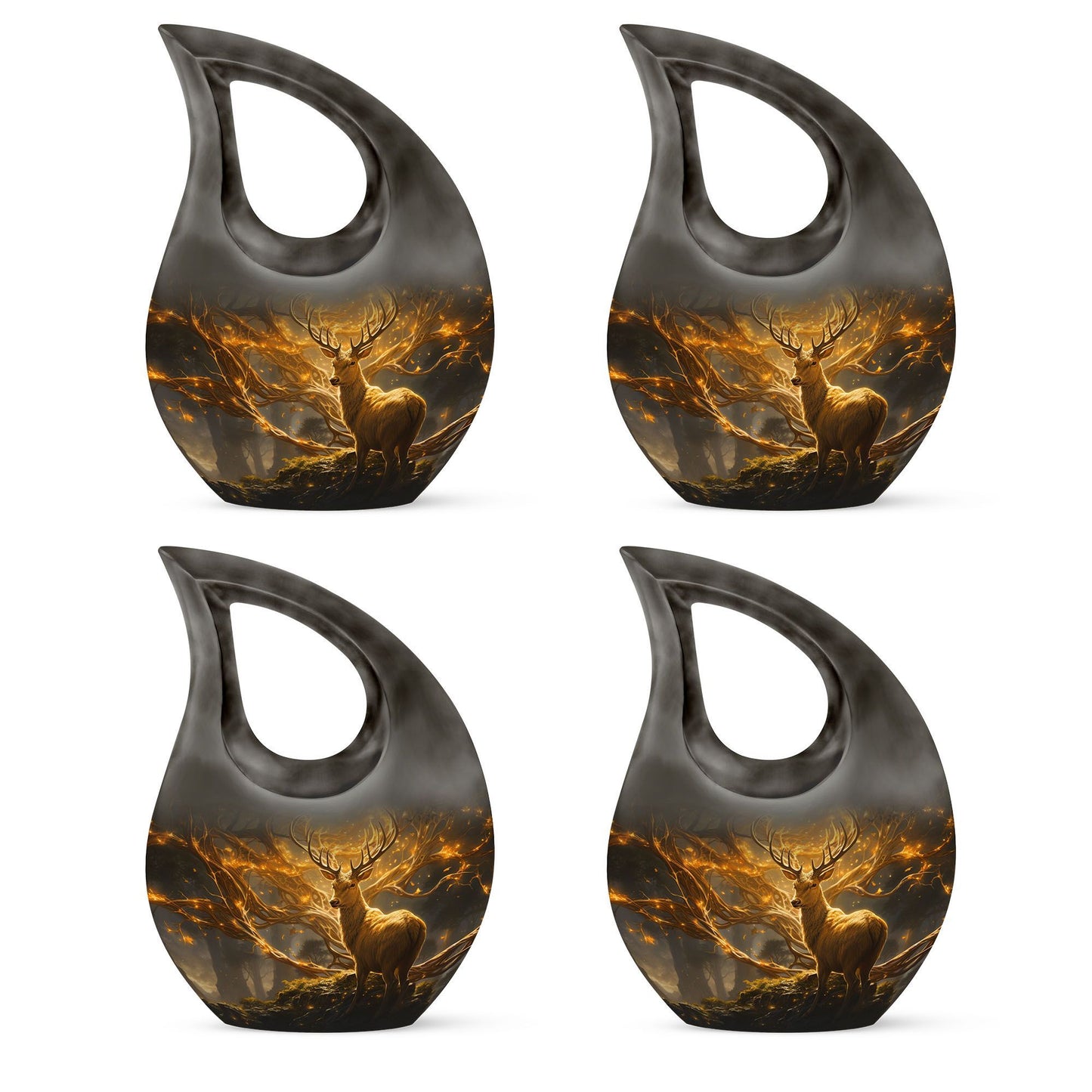 10 Inch Deer themed Aluminium Cross Drop Urn, 