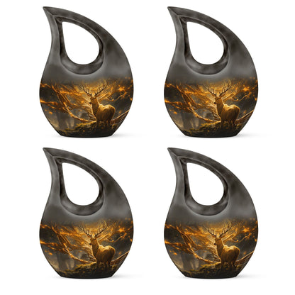 10 Inch Deer themed Aluminium Cross Drop Urn, 