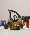 10 Inch Deer themed Aluminium Cross Drop Urn, 
