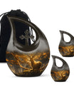 10 Inch Deer themed Aluminium Cross Drop Urn, 