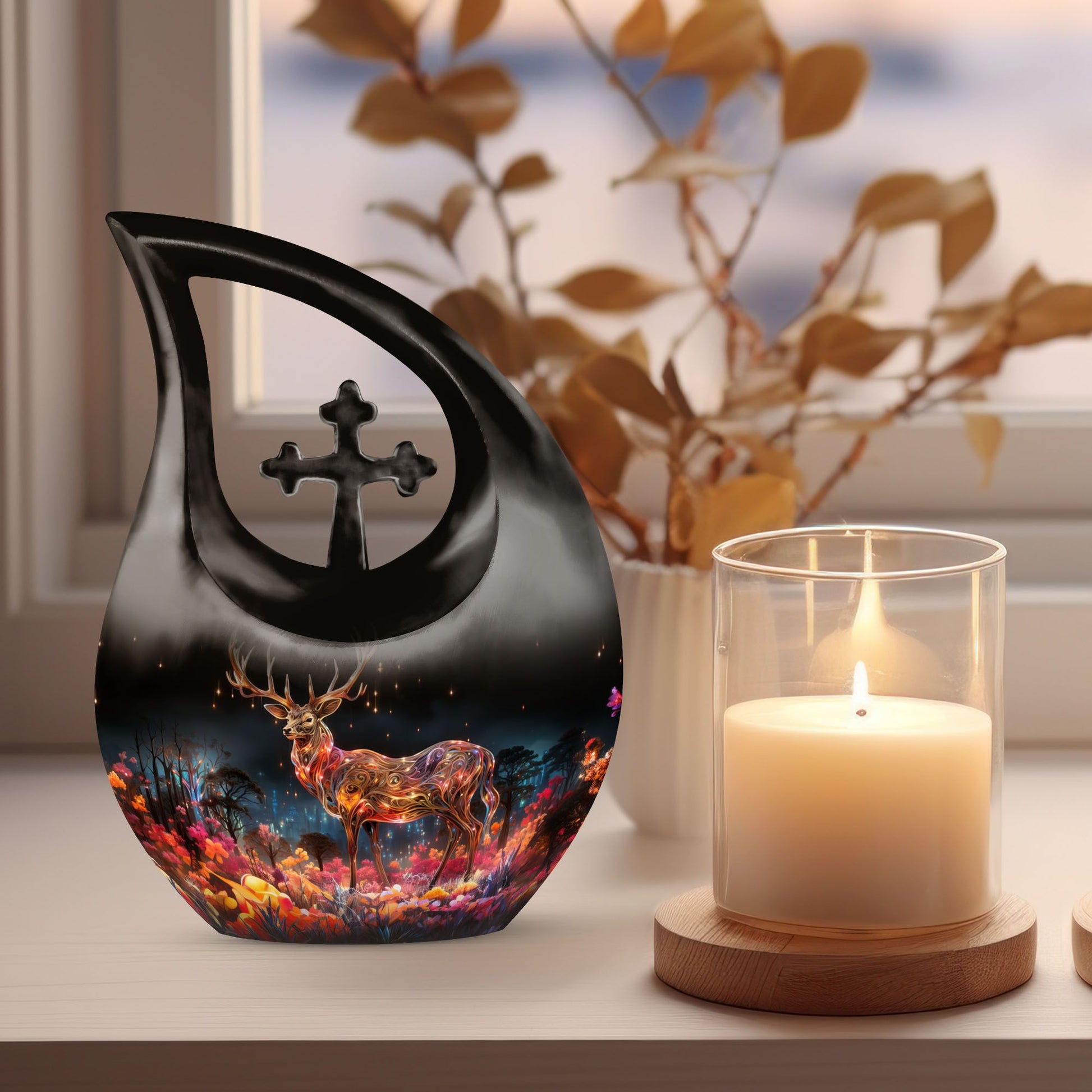  Cross Drop design Deer Urn