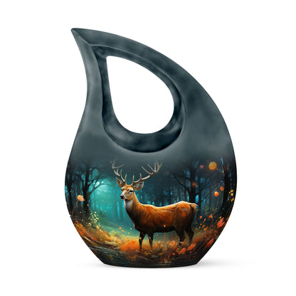 10-inch Deer Cremation Urn with Cross Drop