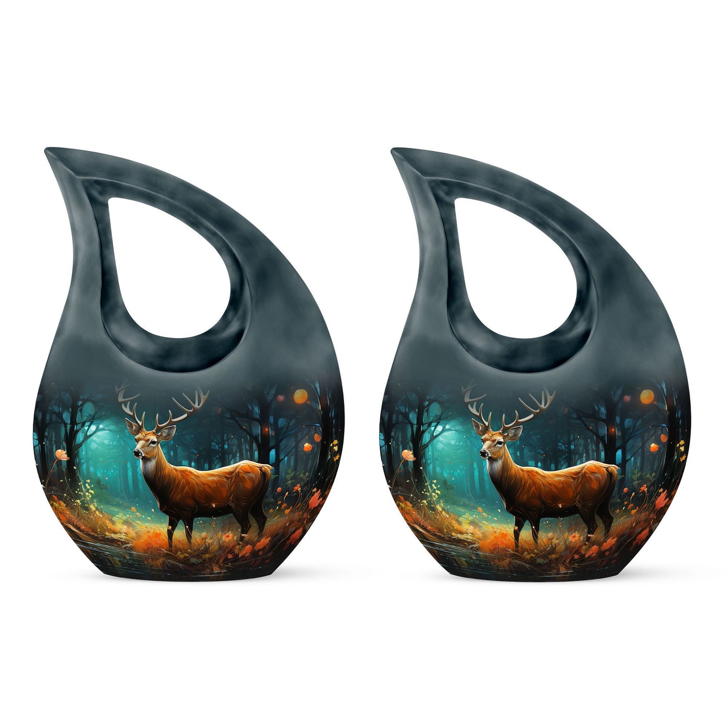 10-inch Deer Cremation Urn with Cross Drop