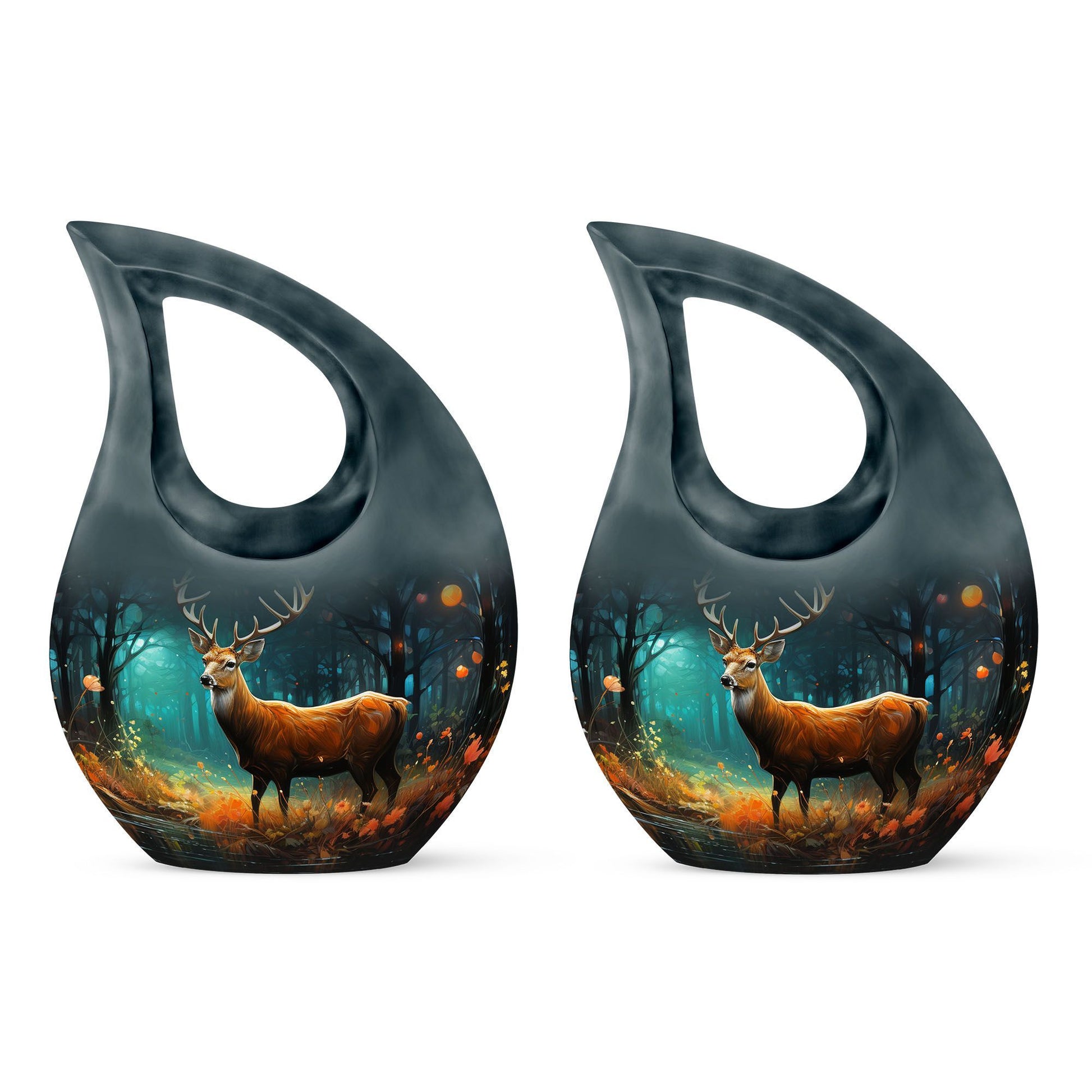 10-inch Deer Cremation Urn with Cross Drop
