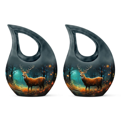 10-inch Deer Cremation Urn with Cross Drop