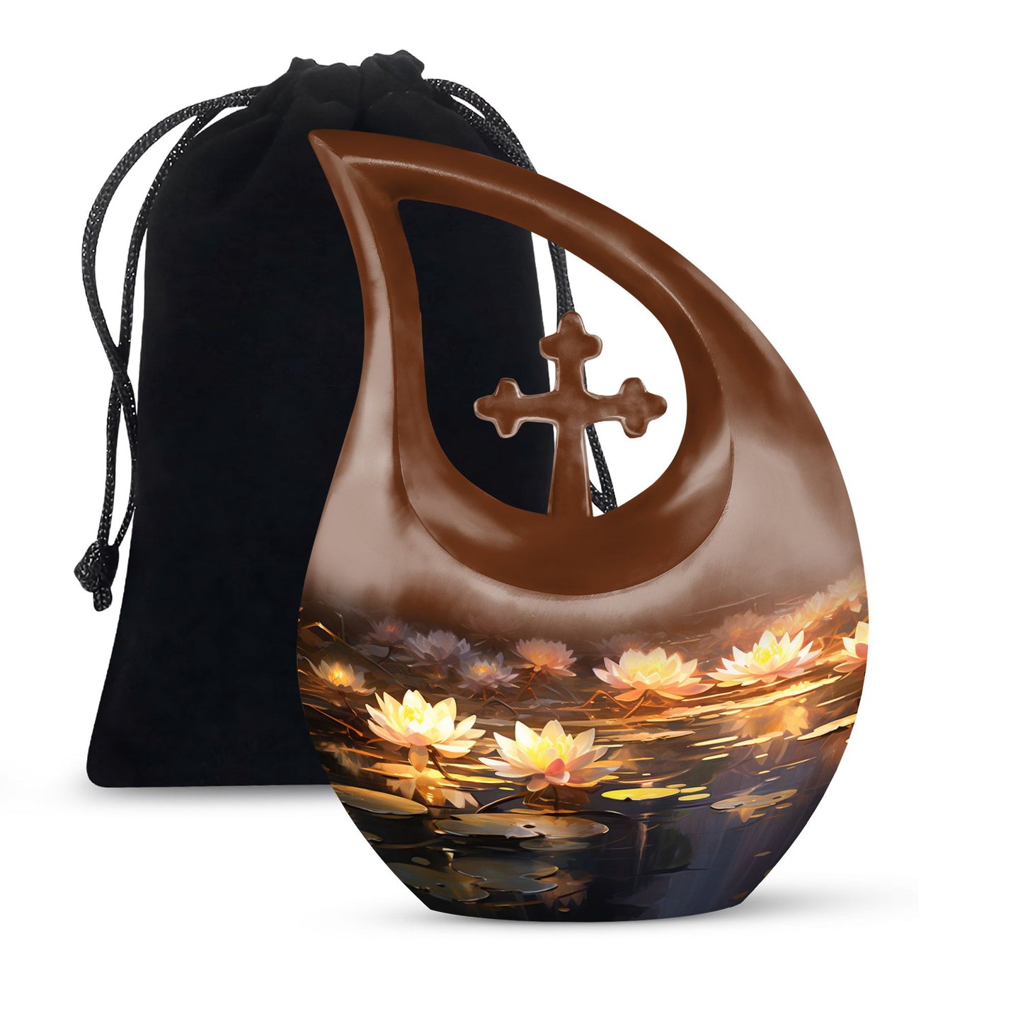 Wilderness Urn with Cross Drop design,