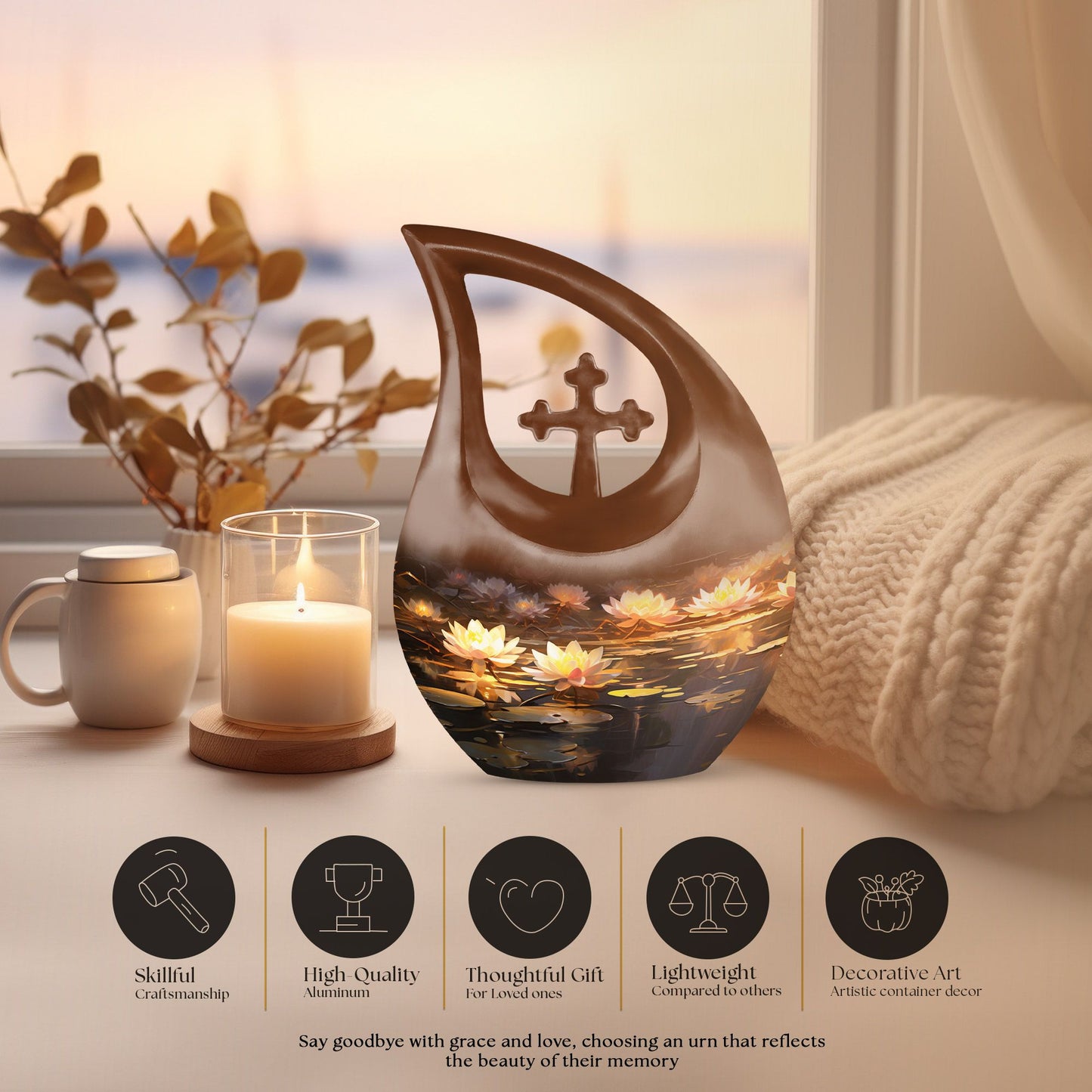 Wilderness Urn with Cross Drop design,