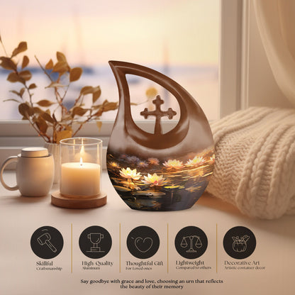 Wilderness Urn with Cross Drop design,