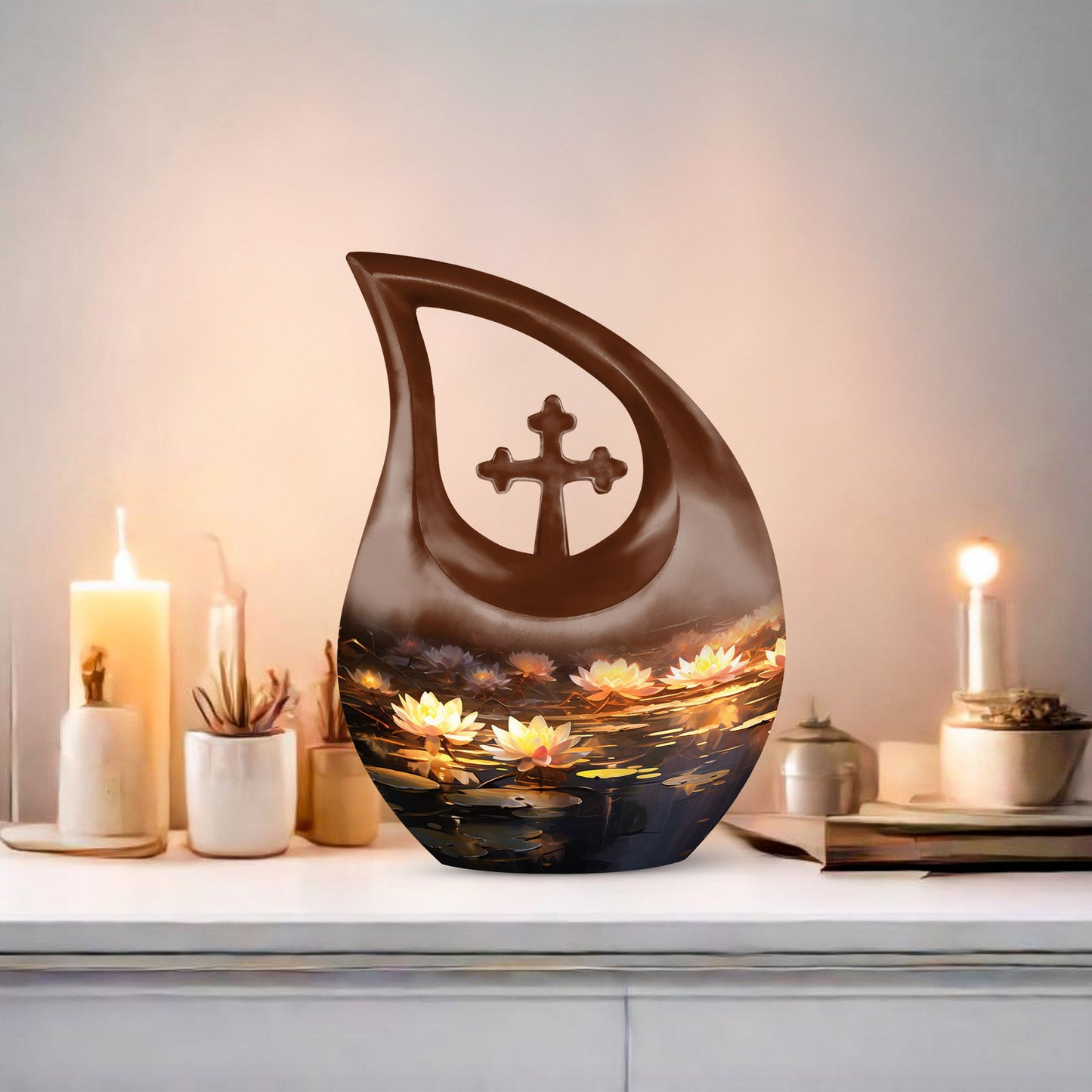 Wilderness Urn with Cross Drop design,