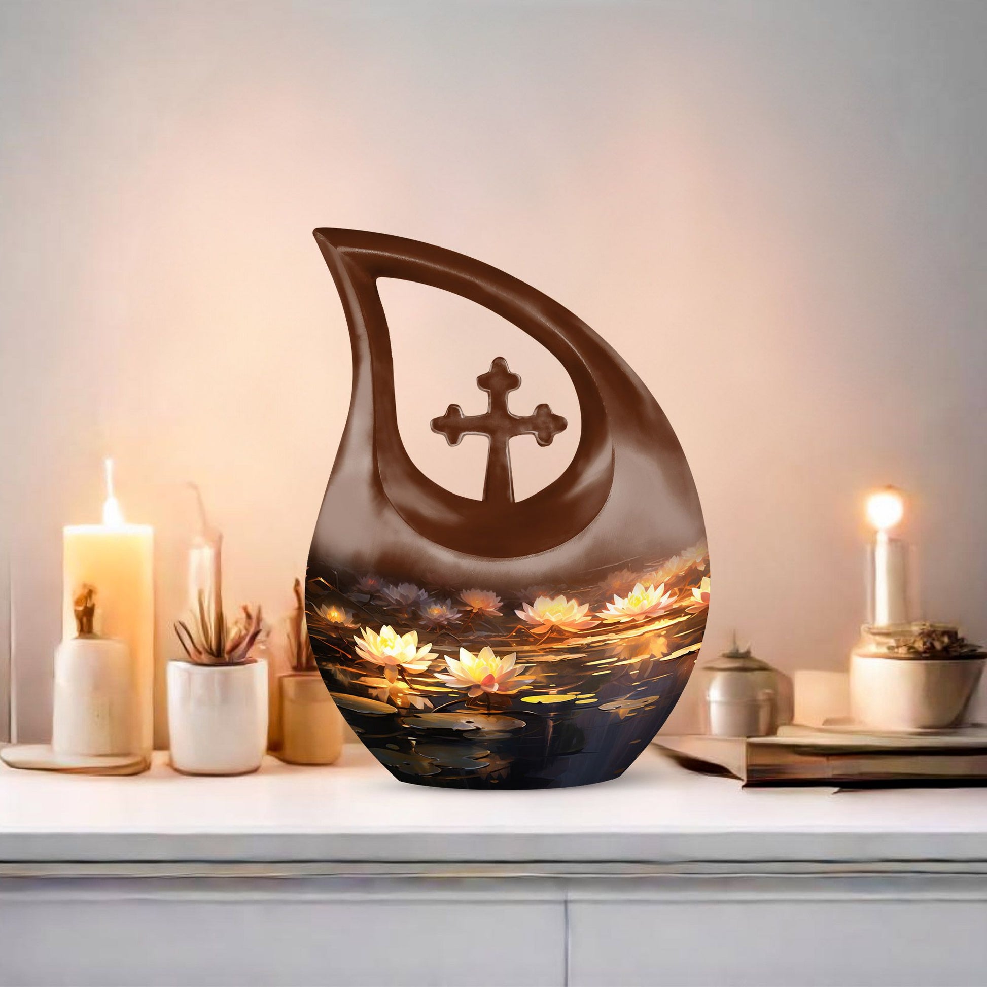 Wilderness Urn with Cross Drop design,