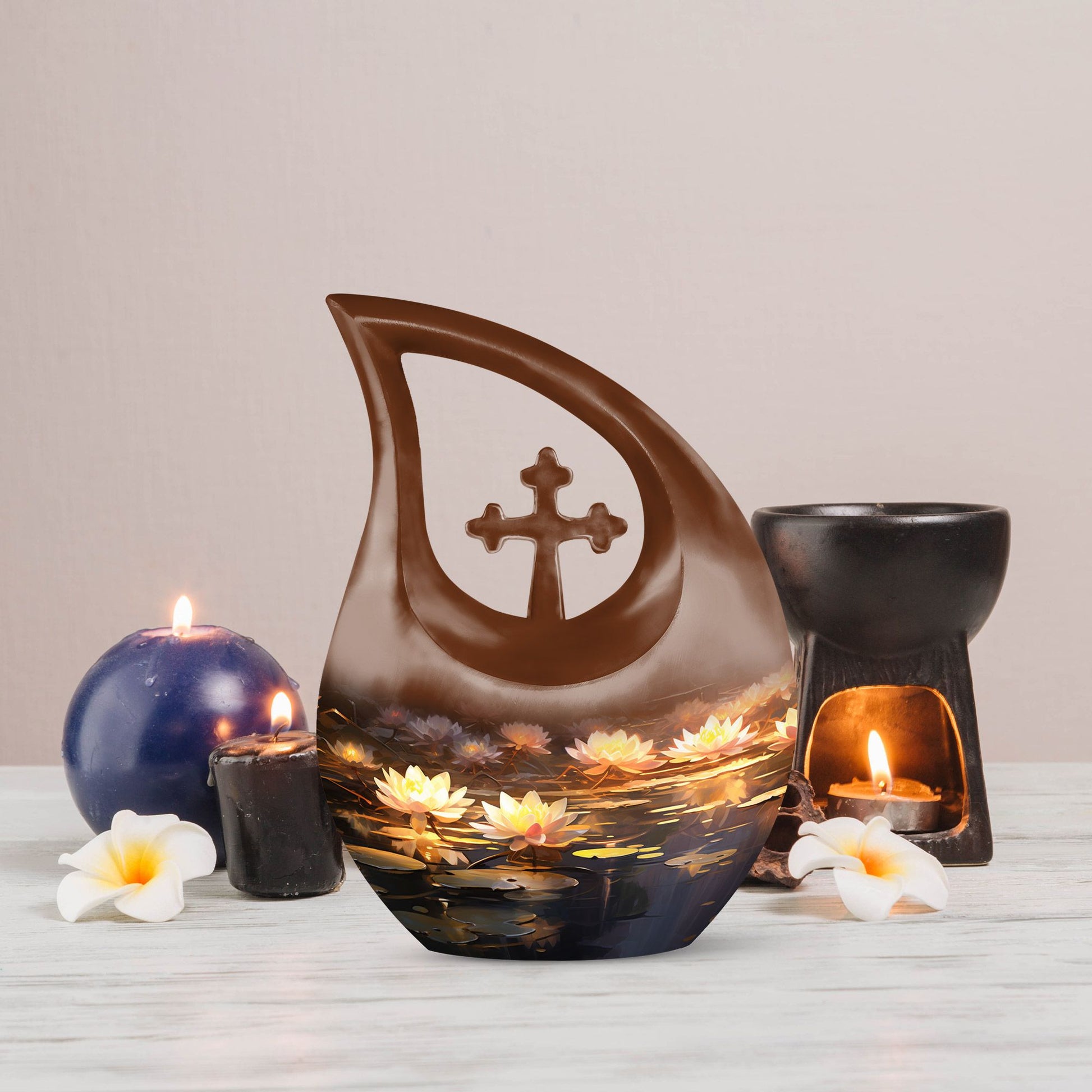 Wilderness Urn with Cross Drop design,