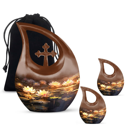 Wilderness Urn with Cross Drop design,
