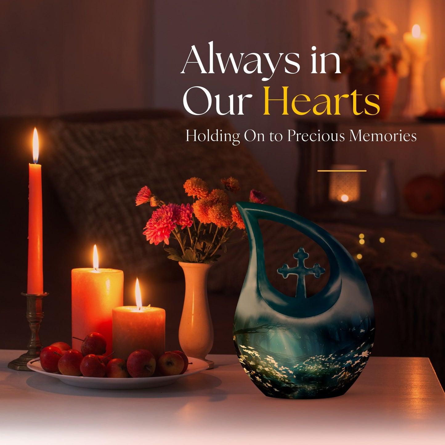 10-inch Wilderness Urn with Cross Drop design, 