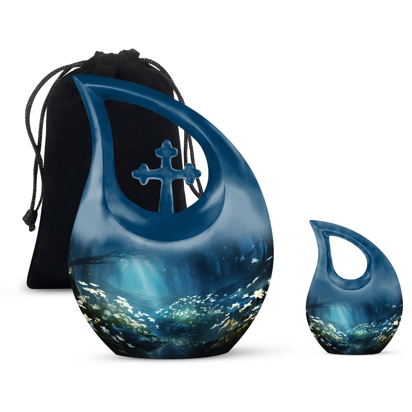 10-inch Wilderness Urn with Cross Drop design, 