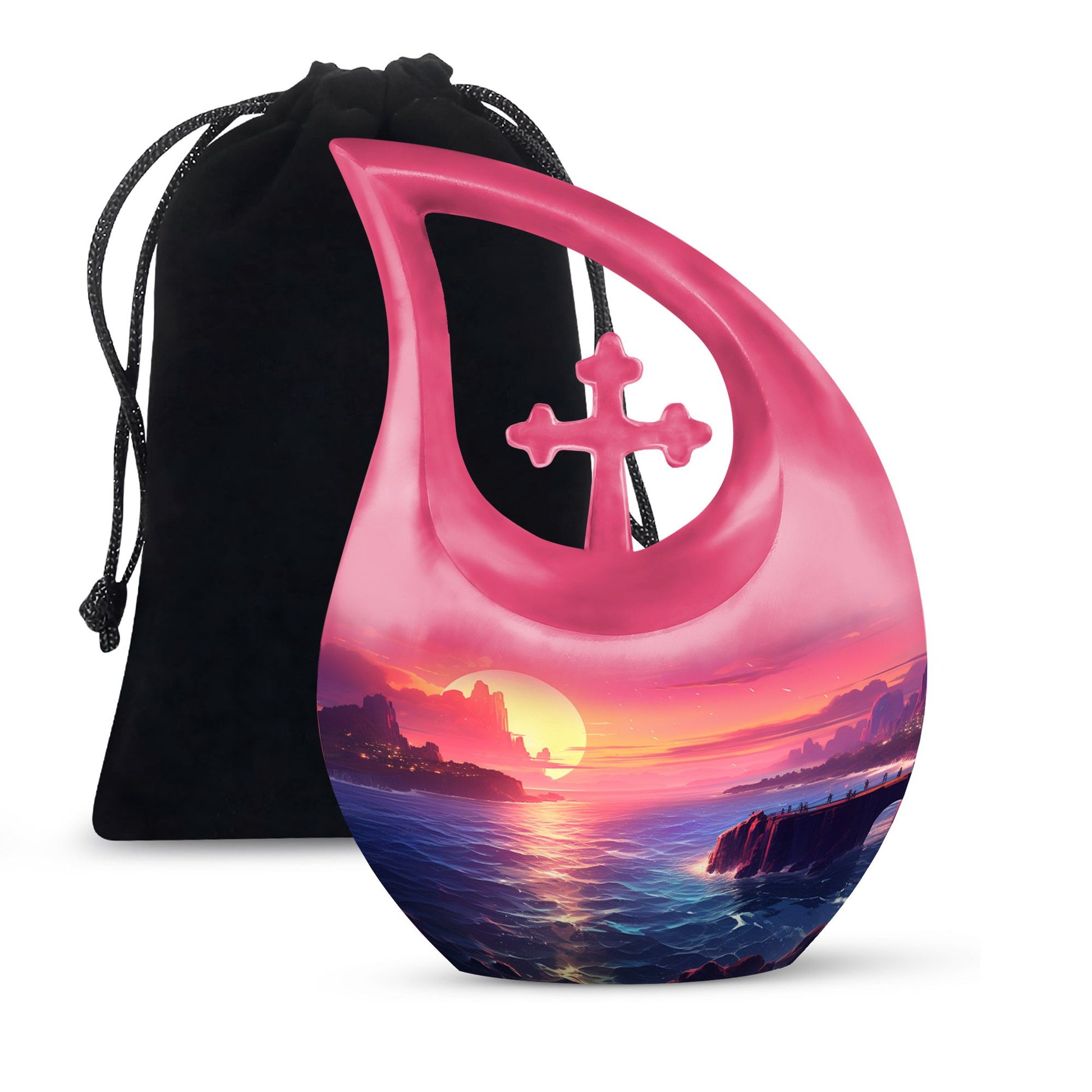 10-inch Large Wilderness Urn with Cross Drop design, 