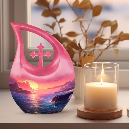 10-inch Large Wilderness Urn with Cross Drop design, 