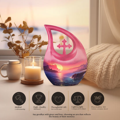 10-inch Large Wilderness Urn with Cross Drop design, 
